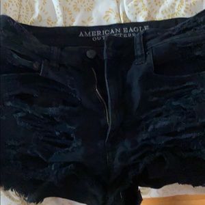 American Eagle black denim shorts
